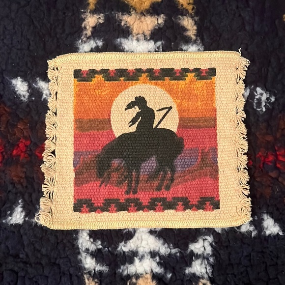 Native American 100% Cotton Handmade Decor Hand Painted Lone Rider from Taos - Picture 1 of 1
